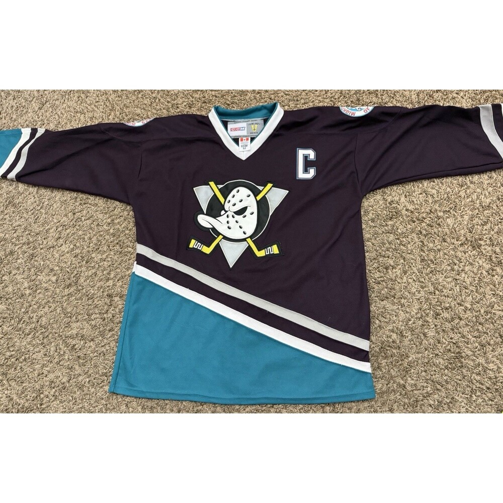 CCM Vintage Hockey Anaheim Mighty Ducks Jersey #9 Paul Kariya Size 52 2XL
